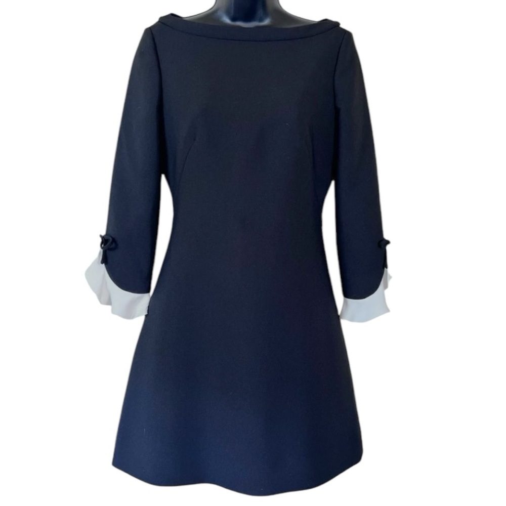 Kate Spade Black Bateau Neckline Ruffle Sleeve Dress